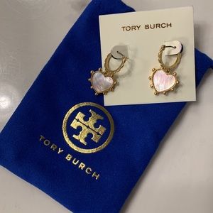 Tory Burch mother of pearl heart earrings